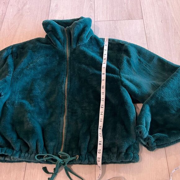 Sans Souci Green Faux Fur bomber jacket size s - Picture 2 of 7
